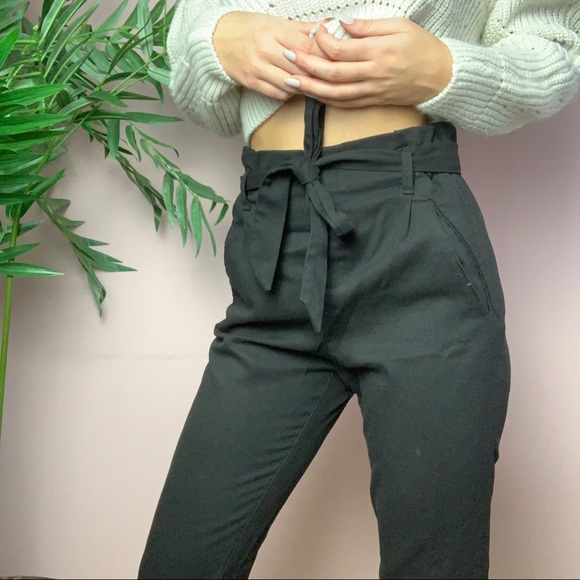 Zara Paperbag Waist Tie Pants - Picture 1 of 7